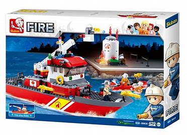 Sluban Fireboat with Oil Tank building bricks playset