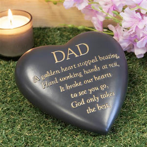 THOUGHT OF YOU GRAVESIDE DARK GREY HEART MEMORIAL - DAD