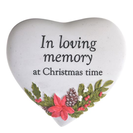 THOUGHTS OF YOU CHRISTMAS HEART PLAQUE 16CM - IN LOVING MEMORY