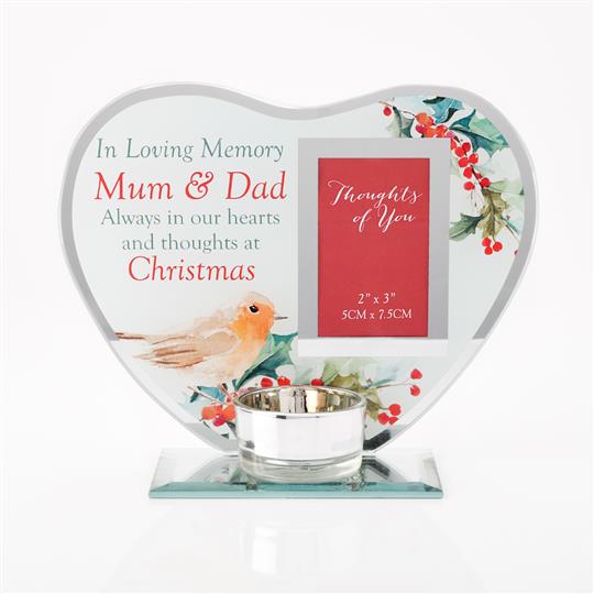 THOUGHTS OF YOU CHRISTMAS PHOTO TEALIGHT HOLDER - MUM & DAD