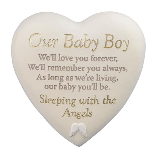 THOUGHTS OF YOU GRAVESIDE HEART PLAQUE - OUR BABY BOY