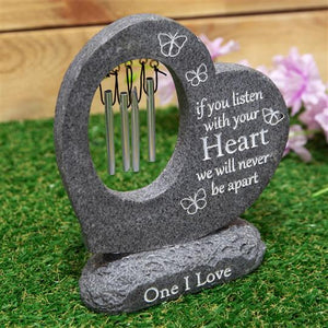 THOUGHTS OF YOU GRAVESIDE STONE HEART WINDCHIME