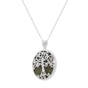 Tree Of Life Connemara Marble Pendant With Irish Sterling Silver