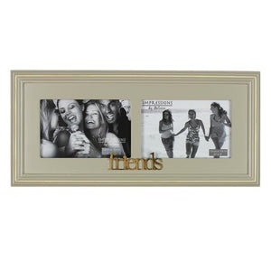 WOODEN DOUBLE PHOTO FRAME 6" X 4" - FRIENDS