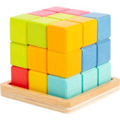 Wooden 3D Geometric Shapes Puzzle Cube